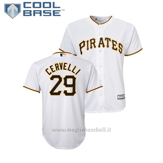 Maglia Baseball Bambino Pittsburgh Pirates Francisco Cervelli Cool Base Majestic 1ªBianco